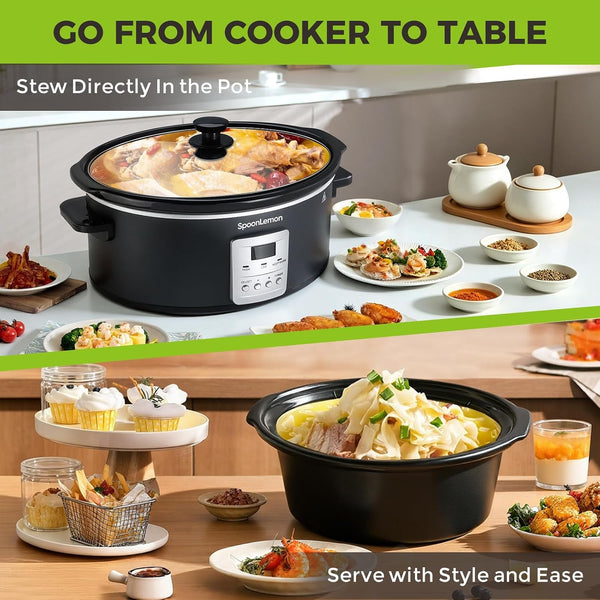 7 Quart Programmable Slow Cooker, Auto Keep Warm, High Low Warm Settings, Removable Dishwasher-Safe Nonstick Pot for Easy Cleanup3