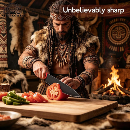 8-Piece Chef Knife Set - Ultra Sharp Premium German High Carbon Stainless Steel, Razor-Sharp & Durable, Lightweight Anti-Slip Handle, Professional Kitchen Knives with Gift Box (Red 8 Piece)6