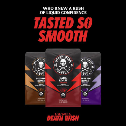 Death Wish Coffee Organic Dark Roast Whole Bean Coffee, Fair Trade, 16 Oz | Arabica & Robusta Blend, Baker'S Chocolate & Cherry Notes, Low Acidity, Grind Fresh, Drip Espresso French Press7