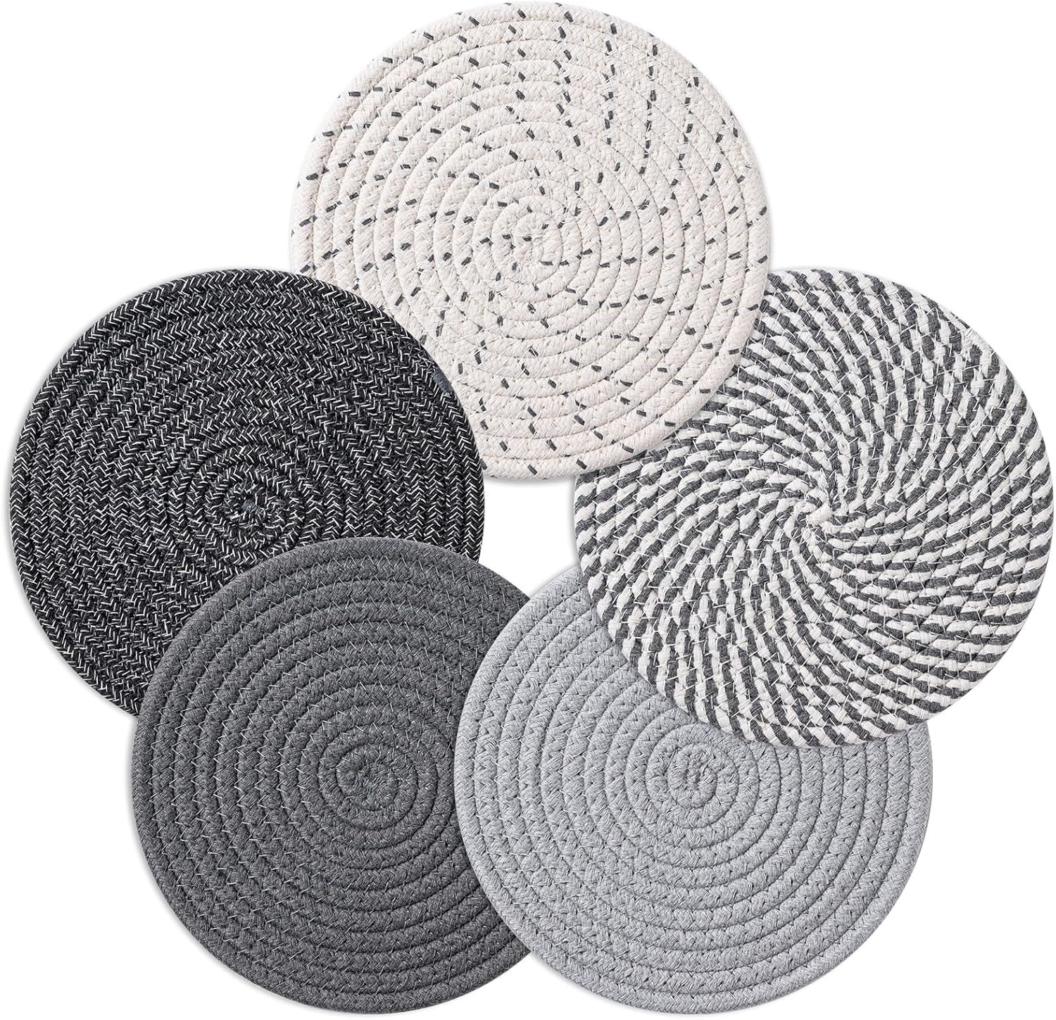 7-inch-trivets-for-hot-dishes-pot-holders-for-kitchen-hot-pads-coasters-5-pcs-heat-resistant-100-pure-cotton-thread-weave-hot-mats-for-countertop-and-table-kitchen-essentials-home-decor-gray