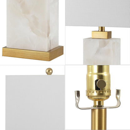 Elizabeth Alabaster Nightlight Lamp 27.5", White/Gold Painting10