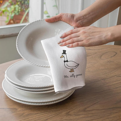 Funny Mr and Mrs Silly Goose Kitchen Towels, Wedding Gifts for Couples Newlyweds Dish Tea Towels for Kitchen Decor, Just Married Gifts Decorative Hand Towels for Bathroom, 16X24 Inch Set of 26