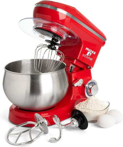 Stand Mixer, 6 Speed Electric Mixer with 5.5 Quart Stainless Steel Mixing Bowl, Red Body Kitchen Mixer with Dough Hook, Whisk, Beater & Baking Spatula, Classic Food Mixer1