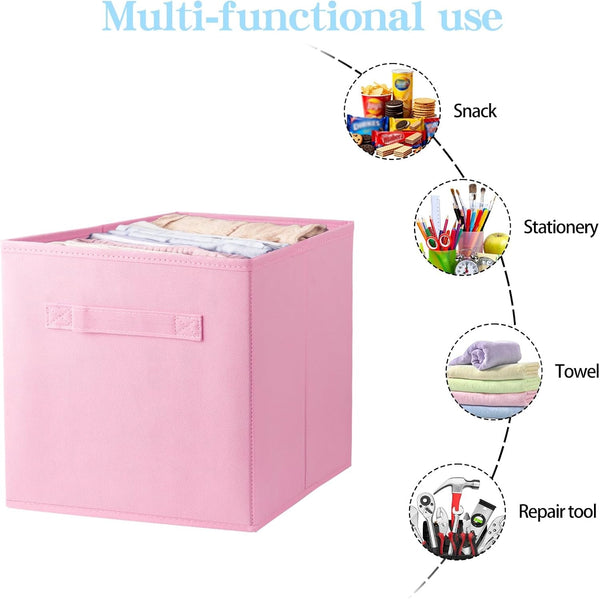 10.5" Collapsible Storage Cubes, Fabric Foldable Storage Bins with Handles5