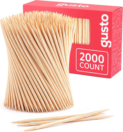 Wooden Bamboo Toothpicks [2000 Count] round Double-Pointed | Food-Grade, Splinter-Free Wood Tooth Picks, 2.5" Long, Appetizers, Garnishes, Crafts & Baking1