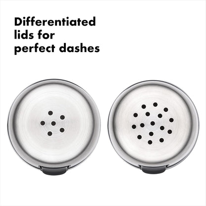 OXO Good Grips Salt & Pepper Shaker Set, Easy to Refill with Twist-Off Lid | Clear Body for Visible Levels, Stainless Steel Accents, Table-Ready, Kitchen Condiment Set, Side Spout for Easy Pour3