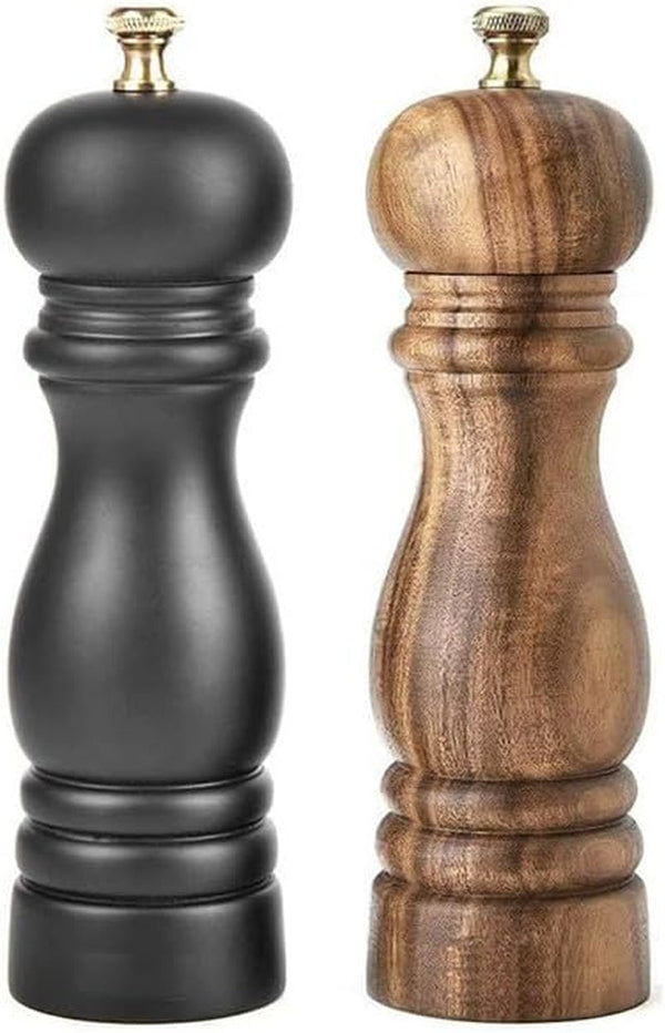 Vintage Wooden Pepper Grinder, Adjustable Manual Spice Mill with Ceramic Core for Peppercorns Sea Salt, Wood & Black Optional2
