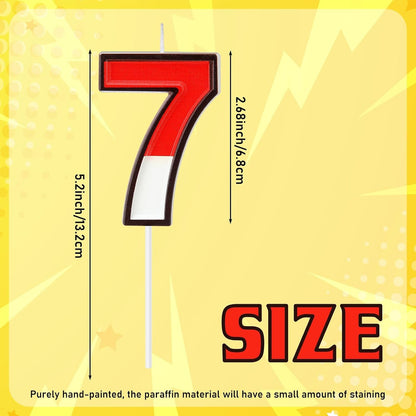Cartoon Red and White Birthday Cake Candle Numeral Birthday Cake Topper for Animated Decoration Cartoon Party Supplies(Number 7)3