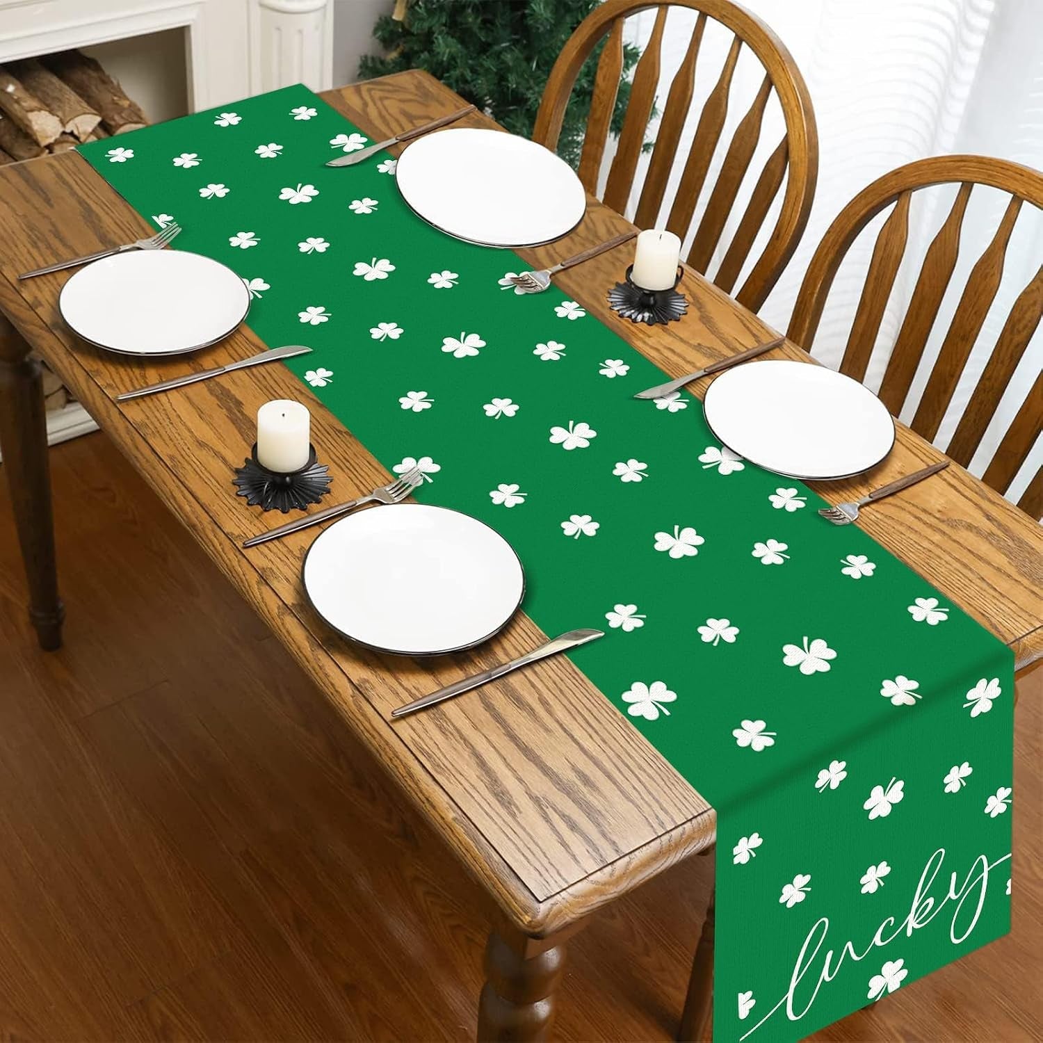 st-patricks-day-linen-table-runner-valentines-day-table-runner-red-love-and-green-lucky-shamrock-tables-decoration-for-dinning-kitchen-home-party-decoration-supplies-13-x-72inch