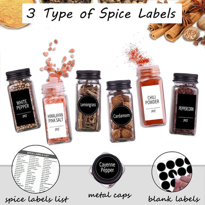 25 Pack Glass Spice Jars with Labels, 4Oz Spice Containers2