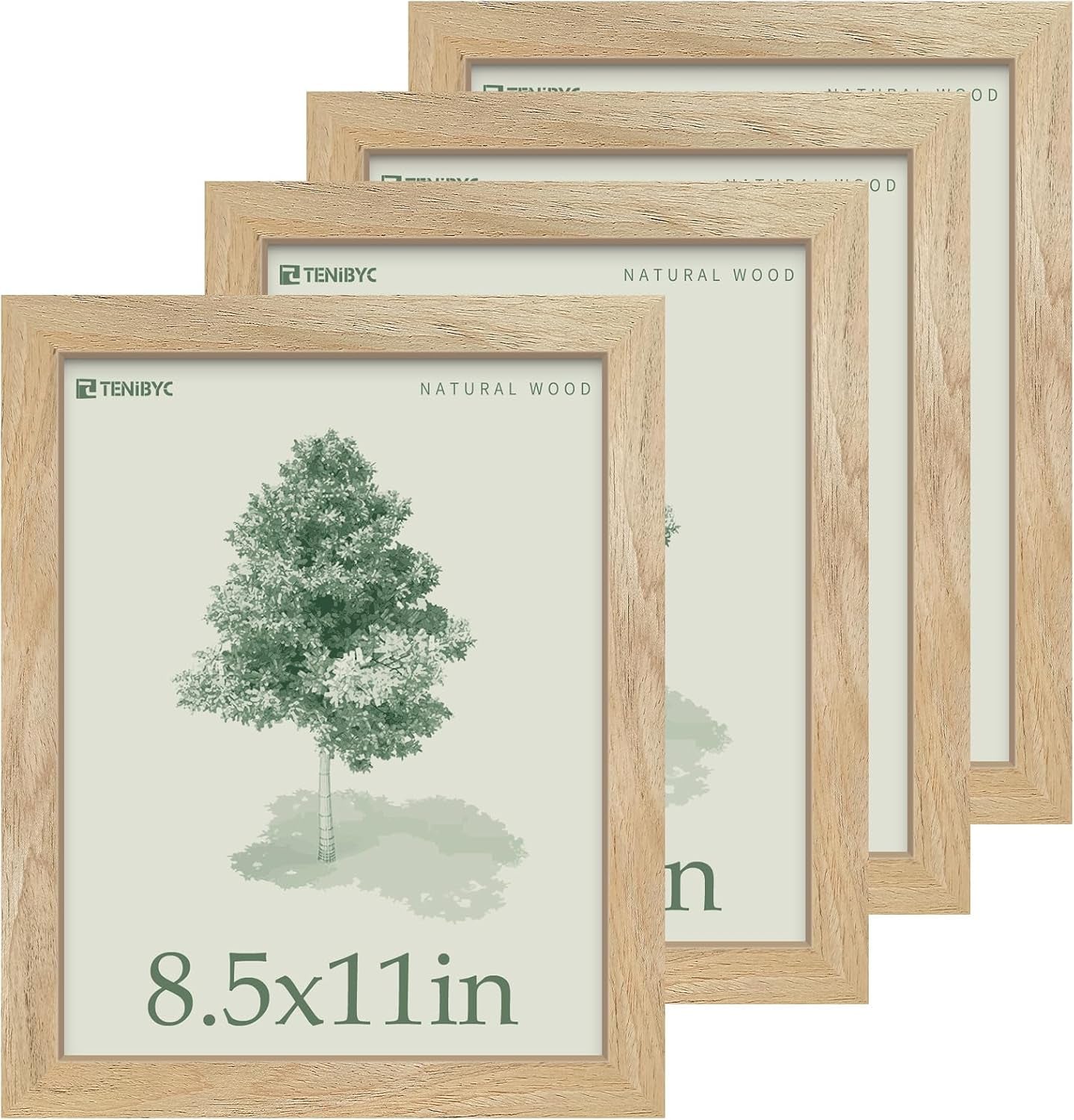 8-5-by-11-picture-frame-natural-wood-4-pack-glass-for-photo