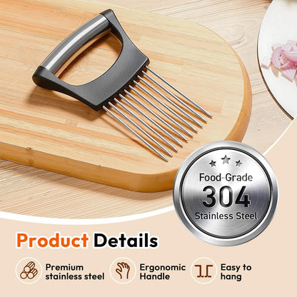Onion Slicer, Stainless Steel Onion Holder for Slicing with Protective Case, Onion Cutter Tool for Meat Lemon Potato Tomato Avocado Egg Kitchen Slicing Assistant Tool (1 PCS)4