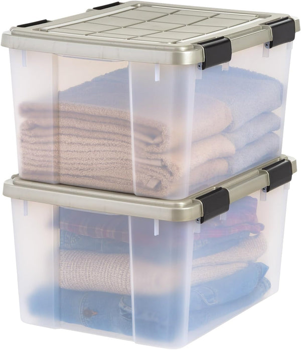 2-Pack 44 Qt Storage Bins with Gasket Lids, Clear/Chrome1