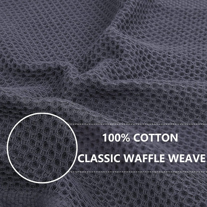 100% Cotton Waffle Weave Kitchen Dish Cloths 10-Pack, Dark Grey | 12 X 12 Inches, Ultra Soft Absorbent Dish Towels, Quick Drying Dish Rags with Hanging Loop2