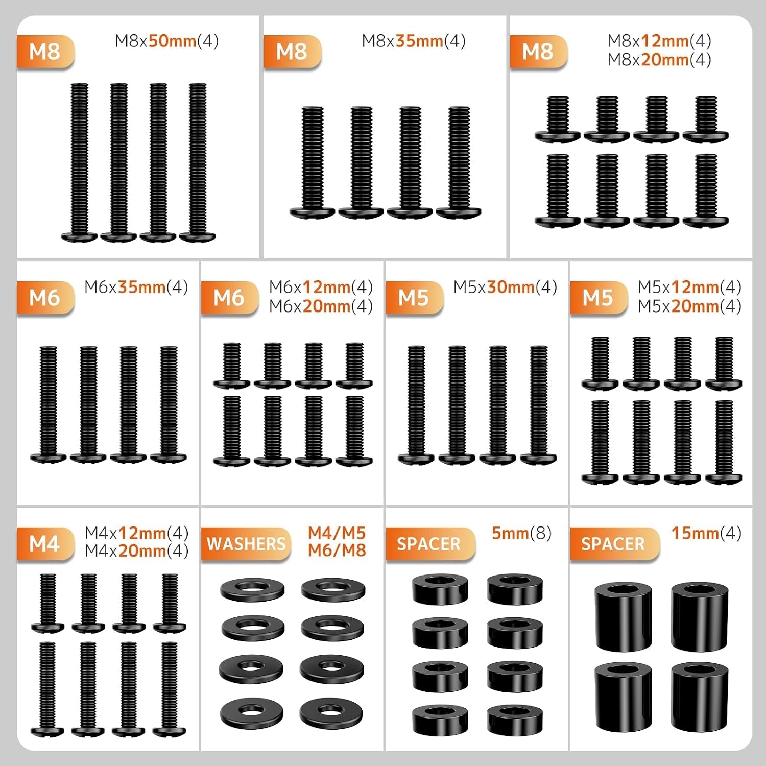 universal-tv-mounting-hardware-screw-kit-m4-m8-screws-for-vesa-mounts-black-screws-complete-set-includes-bolts-washers-and-spacers-fits-most-tvs-monitors-up-to-80-inches-organized-storage-case