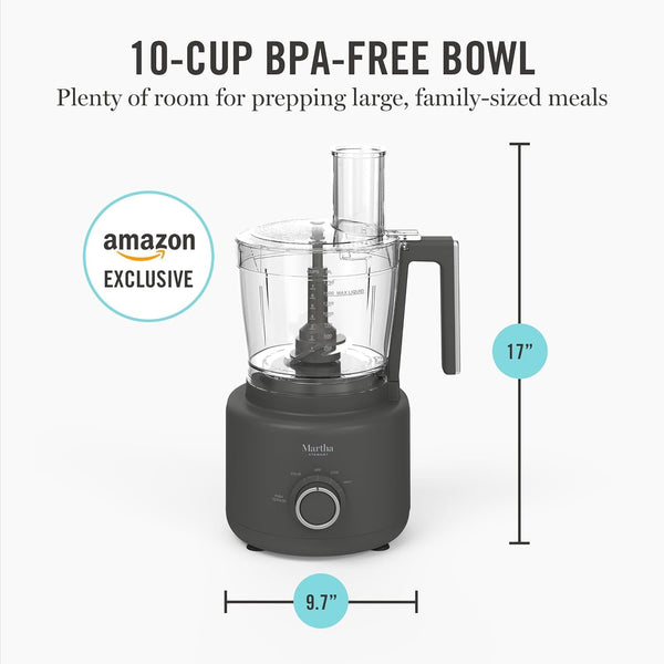 10 Cup Food Processor & Electric Chopper, One Touch Pulse | Bpa-Free Bowl, 3 Multipurpose Blades, Easy Food Prep, Chop, Slice, Shred, Puree, Emulsify, Speed Dial, Wide Feed Chute, Gray5