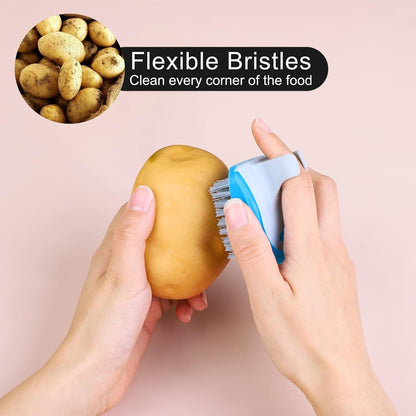 4 Pieces Vegetable Brush Potato Scrubber Brush Silicone Hard and Soft Side Fruit Cleaning Tools for Delicate or Tough-Skinned Vegetables3