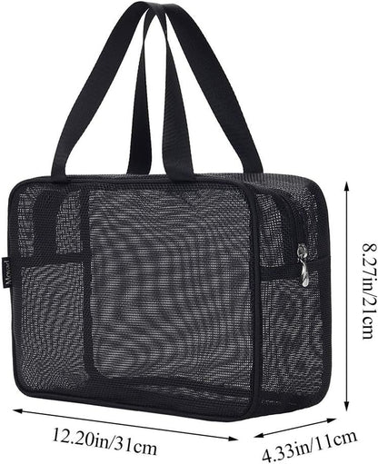 Mesh Shower Caddy Portable Toiletry Tote Gym Bag for College Dorm Bathroom (Black Large)2