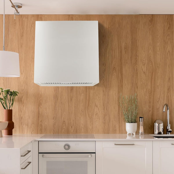 Stainless Steel Range Hood, Modern Box Kitchen Hood with Powerful Vent Motor, Wall Mount, 30”W*30”H*14D, Signal White (AK-HS30H-SW)8
