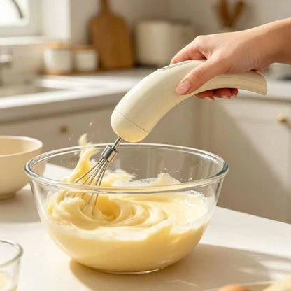Cordless Hand Mixer with 5 Speed Modes, Handheld Electric Whisk, Hand Held Egg Beater with 2 Detachable Stir Whisks (White)3