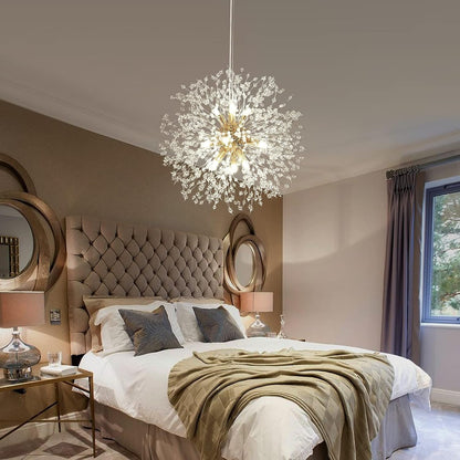 19.9" Gold Modern Crystal Chandeliers Firework, Bubble Chandelier Lighting for Bathroom Dining Room Bedroom Kitchen Island Living Room Light Fixture, 9-Light Gold Hanging round Chandalier6