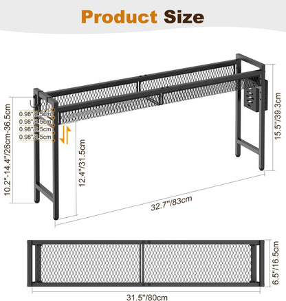 33 Inch Stove Top Shelf, 5-Level Height Adjustable, Black2