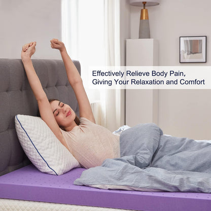 2 Inch Gel Memory Foam Mattress Topper Ventilated Soft Pressure Relieve Mattress Pad, Breathable Bed Topper, Certipur-Us Certified, Twin Size | Ventilated Soft Pressure Relieve Mattress Pad, Breathable Bed Topper, Certipur-Us Certified6