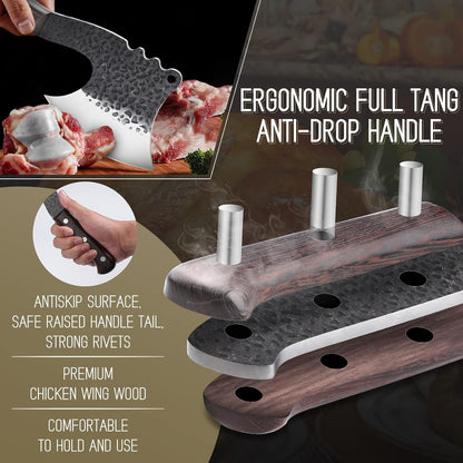 Meat Bone Cleaver Knife - Black Heavy Duty Butcher Meat Cutting Axes5