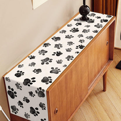 Dog Paw Print Table Runner Puppy Dog Birthday Party Decoration Farmhouse Dining Room Kitchen Home Decor (13" X 90")3