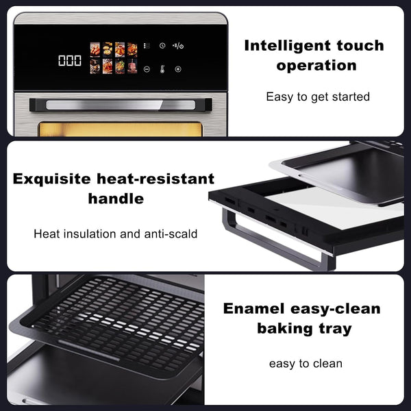 18QT Large Air Fryer Oven with Touch Screen Display, 10-In-1 Air Fry, Roast, Bake, Broil, Dry, Frozen, Proof Combo with Window, Family-Size, Multi-Function, Healthy Cooking 120V6