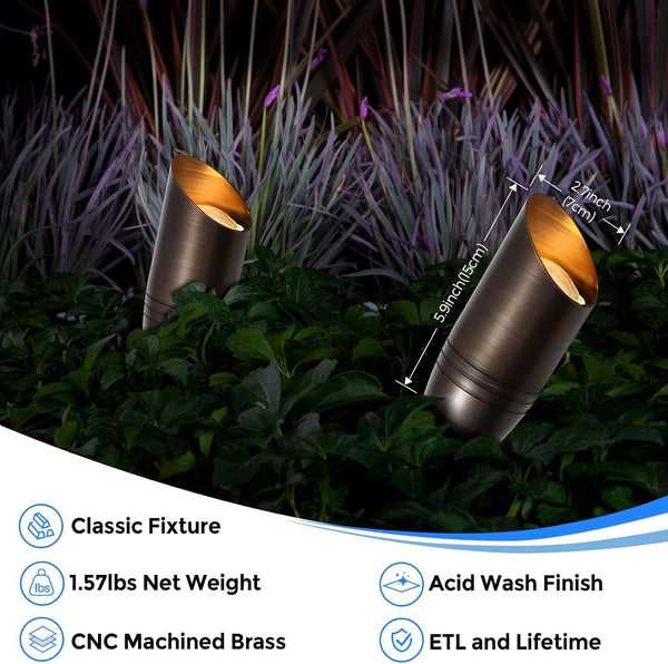 Solid Brass Landscape Lighting, 12V Heavy Duty Low Voltage Landscape Spotlights, LED Spot Lights for Outdoor Uplighting, Classic Bronze Accent Light Fixture without MR16 Bulb, 6 Pack2