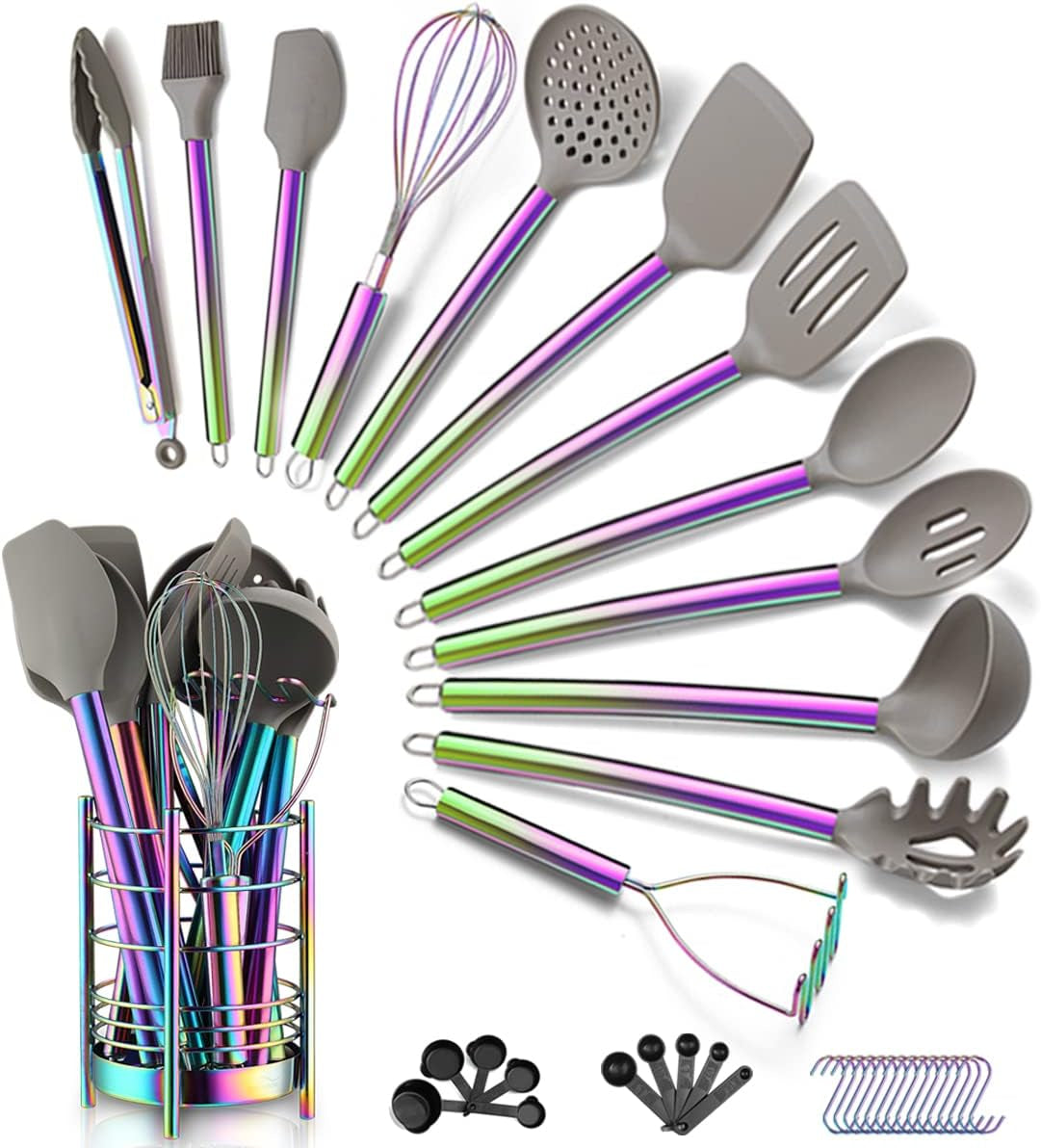 38-piece-silicone-kitchen-cooking-utensils-set-with-utensil-crocks-silicone-head-and-stainless-steel-handle-cookware-kitchen-tools-for-utensil-set-non-stick-kitchen-gadgets-dishwasher-saferainbow