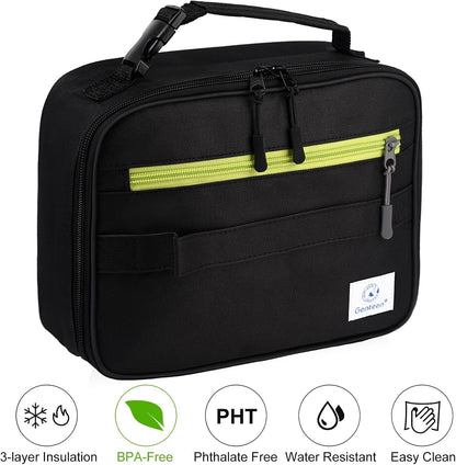Lunch Box Kids, Insulated Lunch Bag Kids Boys Girls Back to School, Soft Lunch Box for Men Reusable Lunchbox for Office,Outdoor,School (Black)7
