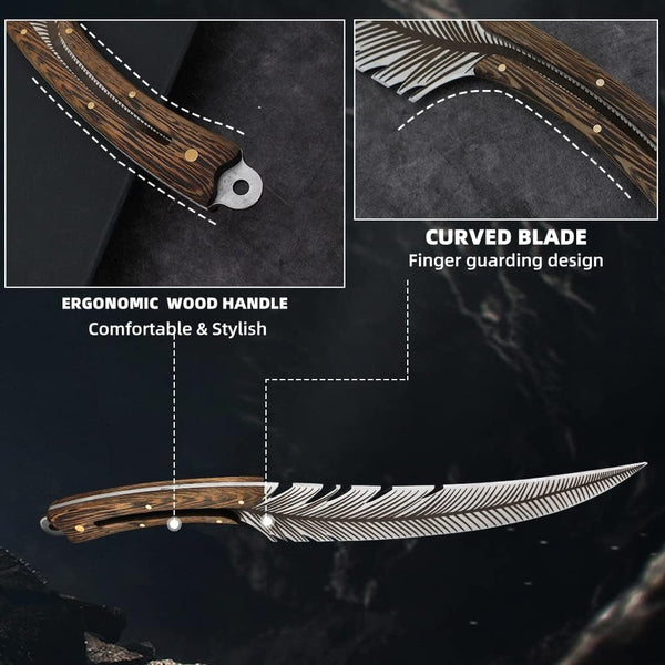 Feather Boning Knife with Sheath for Meat Cutting Cooking ,Hand Forged4