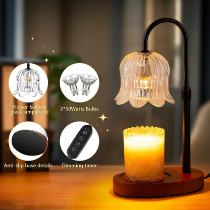 Candle Warmer Lamp Electric Timer - Candles Height Adjustable Dimmable Warmers Scented Flower Lamps No Flame Heat Warm Melt Wax Jar Modern Home Decor Table Lights for Home Living Bedroom2