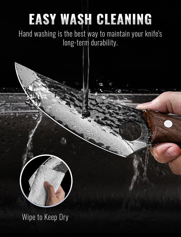 Damascus Chef Knife, 6.3" Japanese 67-Layer Steel, Walnut Handle6