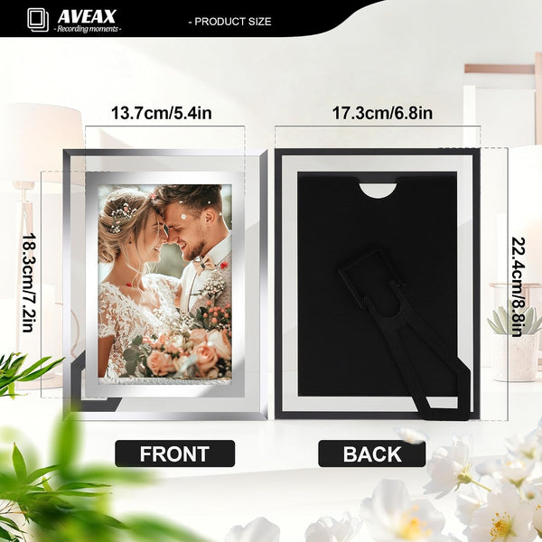 5X7 Picture Frame 4 Pack, Elegant Glass Picture Frame for Tabletop Display, Horizontal or Vertical, Wedding Frame, Silver2