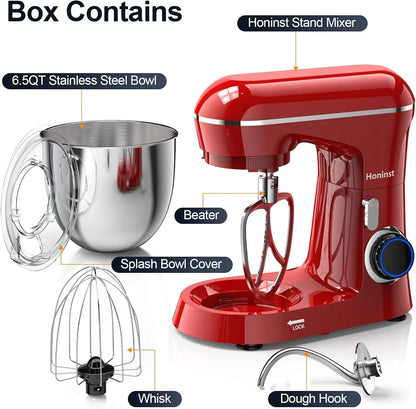 Stand Mixer, 6.5QT 10-Speed Tilt-Head 3-IN-1 Electric Food Mixer | Kitchen Mixer with Bowl, Dough Hook, Whisk and Beater, Household Mixer for Baking, Cake and Most Home Cooks, Dishwasher Safe2