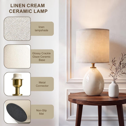 17.7" Ceramic Table Lamps Set of 2 for Living Room Bedroom, Cream5