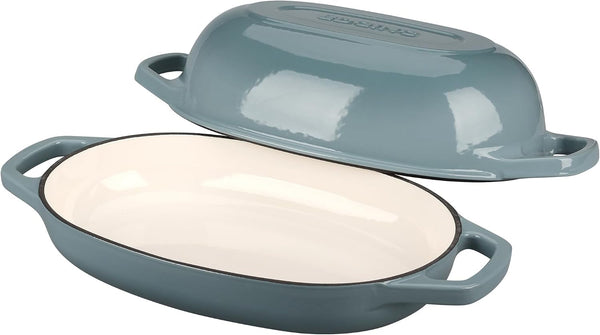 Enameled Cast Iron Oval Dutch Oven Pot with Lid, Dutch Oven for Sourdough Bread Baking, Bread Oven, Bread Dutch Oven, Oval Bread Pan, 5Qt, Seasalt4