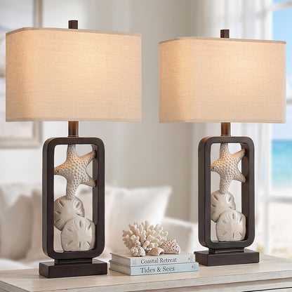 26" Coastal Starfish Table Lamps with 2 Bulbs for Living Room Set of 21