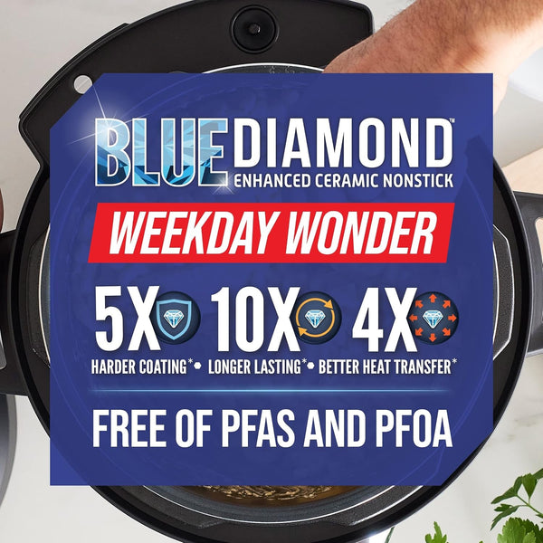 Ceramic Nonstick, 16-In-1 6QT Electric Pressure Cooker, Slow Cooker, Rice Cooker, Yogurt Maker, Saute, Steamer and More, Programable, Dishwasher Safe Pot, Pfas-Free, Blue3