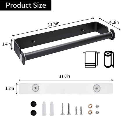 Under Cabinet Paper Towel Holder, Adhesive or Drill Mount Paper Towel Holder, Wall Mount Paper Towel Holders for Kitchen or Bathroom (Black)2
