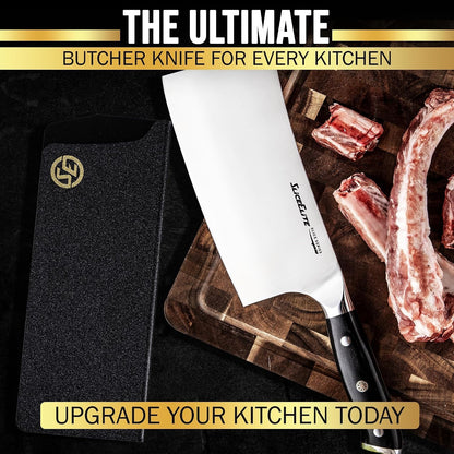 Slice Series 7 Inch Bone Cutting Knife, Leather Sheath8