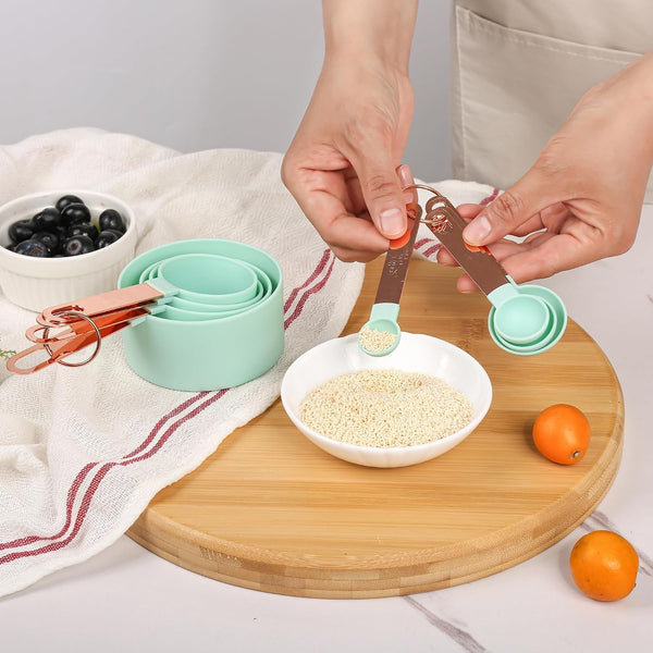 8-Piece Stackable Rose Gold Stainless Steel Handled Measuring Cups7