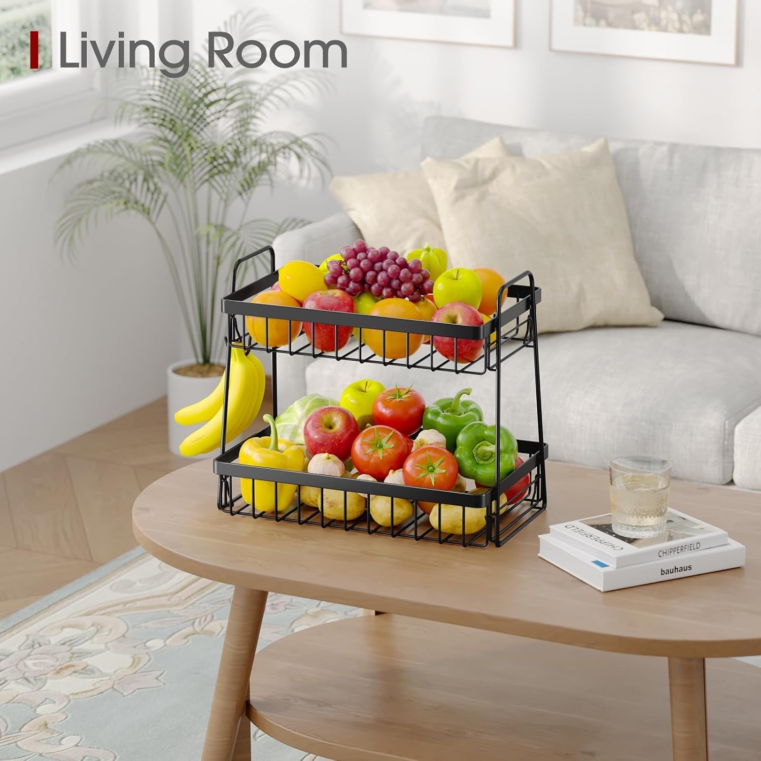 fruit-basket-for-kitchen-counter-2-tier-fruit-bowl-with-removable-banana-hanger-handles-rustproof-fruit-holder-for-kitchen-living-room-bathroom-13-4-8-7-11-7-black