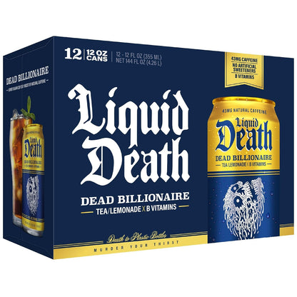 Iced Tea - Dead Billionaire (Black Tea/Lemonade), Less Sugar*, Boost of Caffeine, B Vitamins, No Artificial Sweeteners, 12 Fl Oz (Pack of 12)5