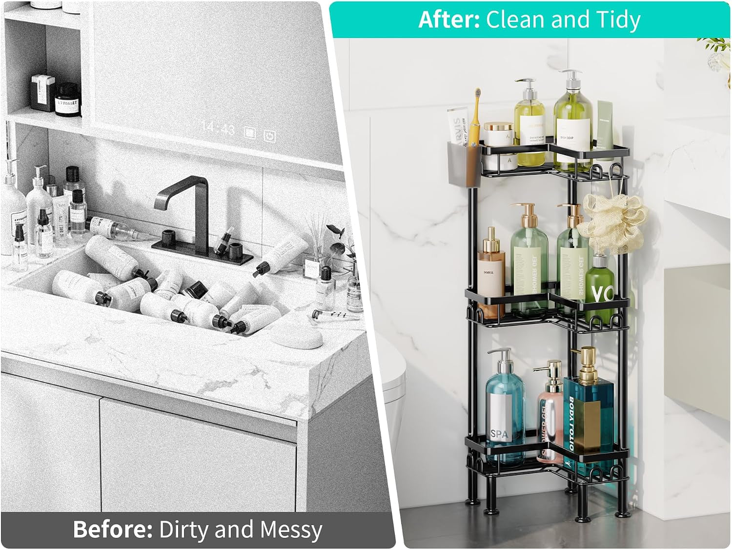 standing-shower-caddy-corner-3-tier-corner-shower-organizer-with-toothbrush-holder-and-12-hooks-large-capacity-rustproof-bathroom-shelves-for-tall-bottles-black