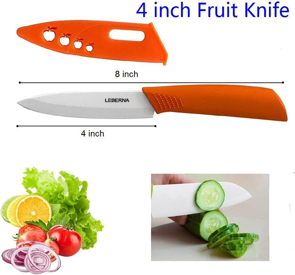 Ceramic Knife Set Ceramic Knives Set for Kitchen Knives Colored W Sheath 6" Bread Knife 6" Chef Knife 5" Utility Knife 4" Fruit Knife 3" Paring Knife 1 Peeler Colorful Rust Free Proof6