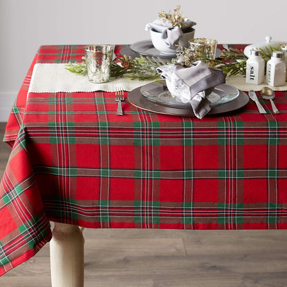 Farmhouse Christmas Plaid Dining Table & Kitchen Décor, Holiday Tablecloth, 60X84, Red & Green7